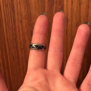 Silver & Black Sterling Geometric Ring